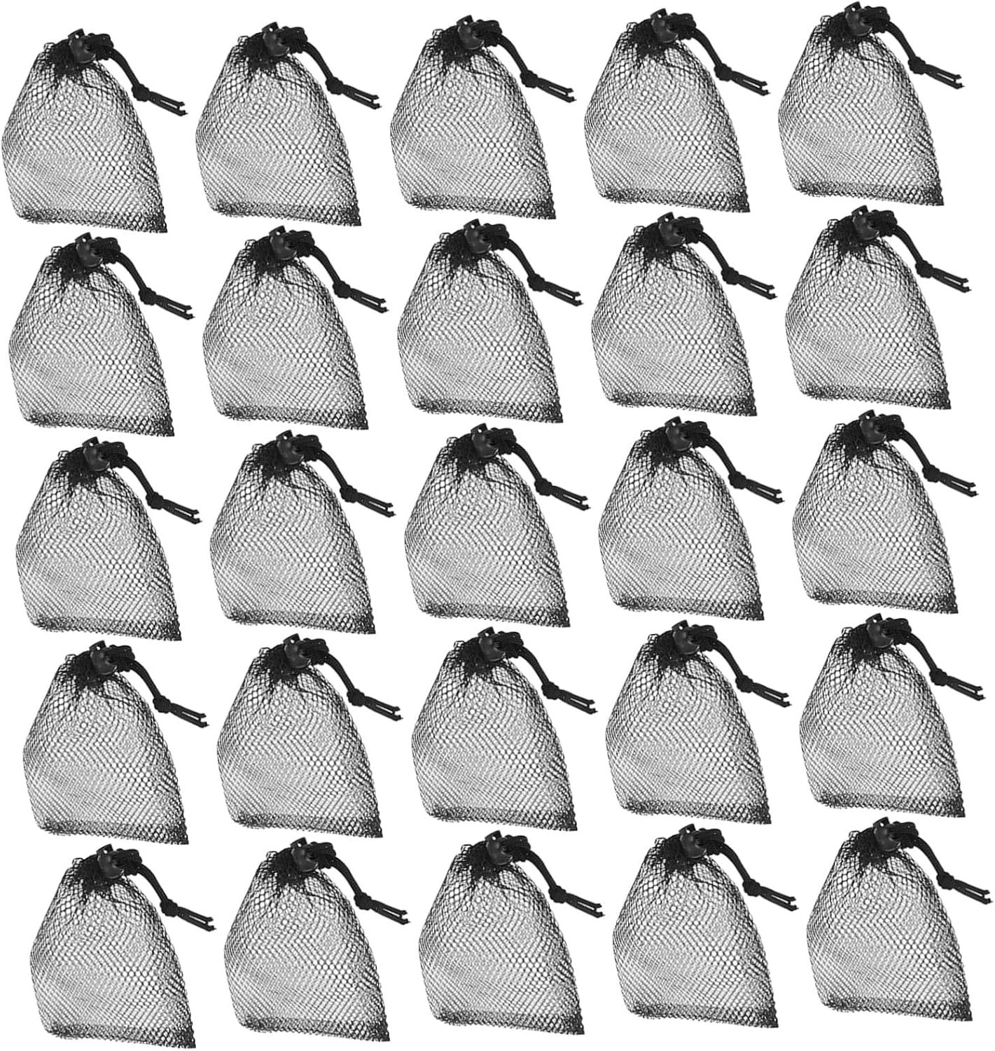 50 Stuks Zwarte Mesh Drawstring Zakken Ademende Multifunctionele Opbergzakken voor Reizen Sport Wasgoed Speelgoed Duurzaam Wasbaar voor Gym Camping