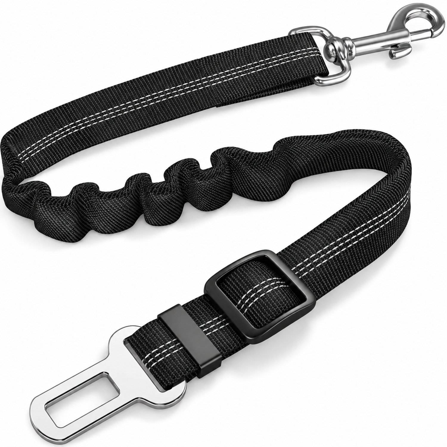 Consumerce® Autogordel Hond - Hondenriem Auto - Elastische en Verstelbare Hondengordel voor Auto - Met Gordelclip en Metalen Musketonhaak - Zwart