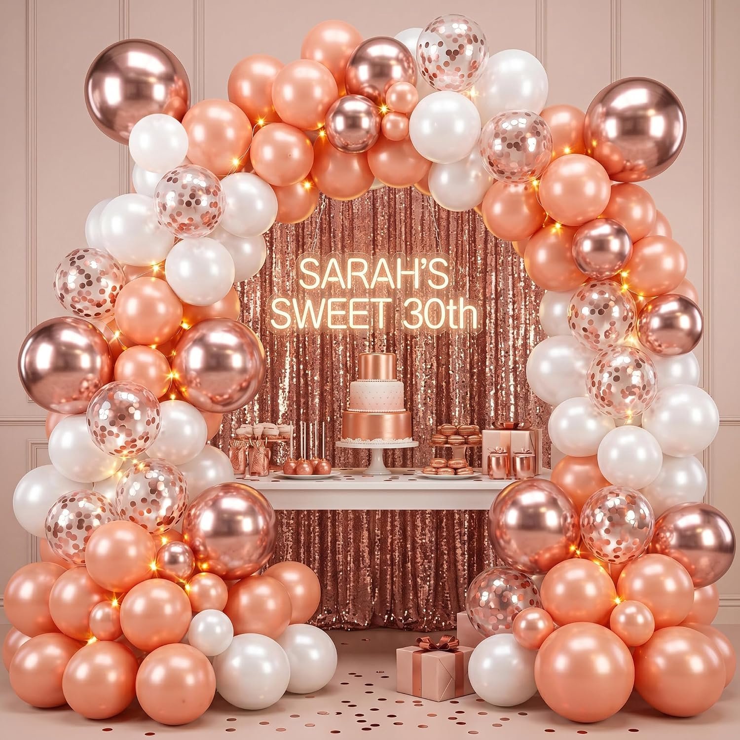 Roségouden ballonnen, 100 stuks, roségoudkleurige verjaardagsdecoraties met roze en witte verjaardagsballonnen voor vrouwen en meisjes, Valentijnsdag, bruiloft, geslacht onthulling, babyshower