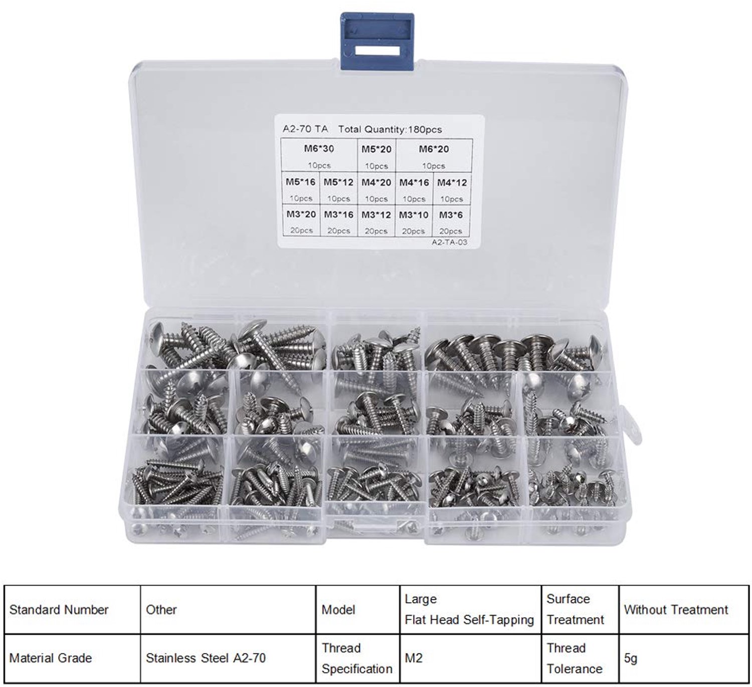 Kop Schroeven Assortiment Set 180 Stuks Rvs Phillips Schroeven M3 M4 M5 M6 Zelftappende Schroeven Volledige Draad voor Huisgebruik