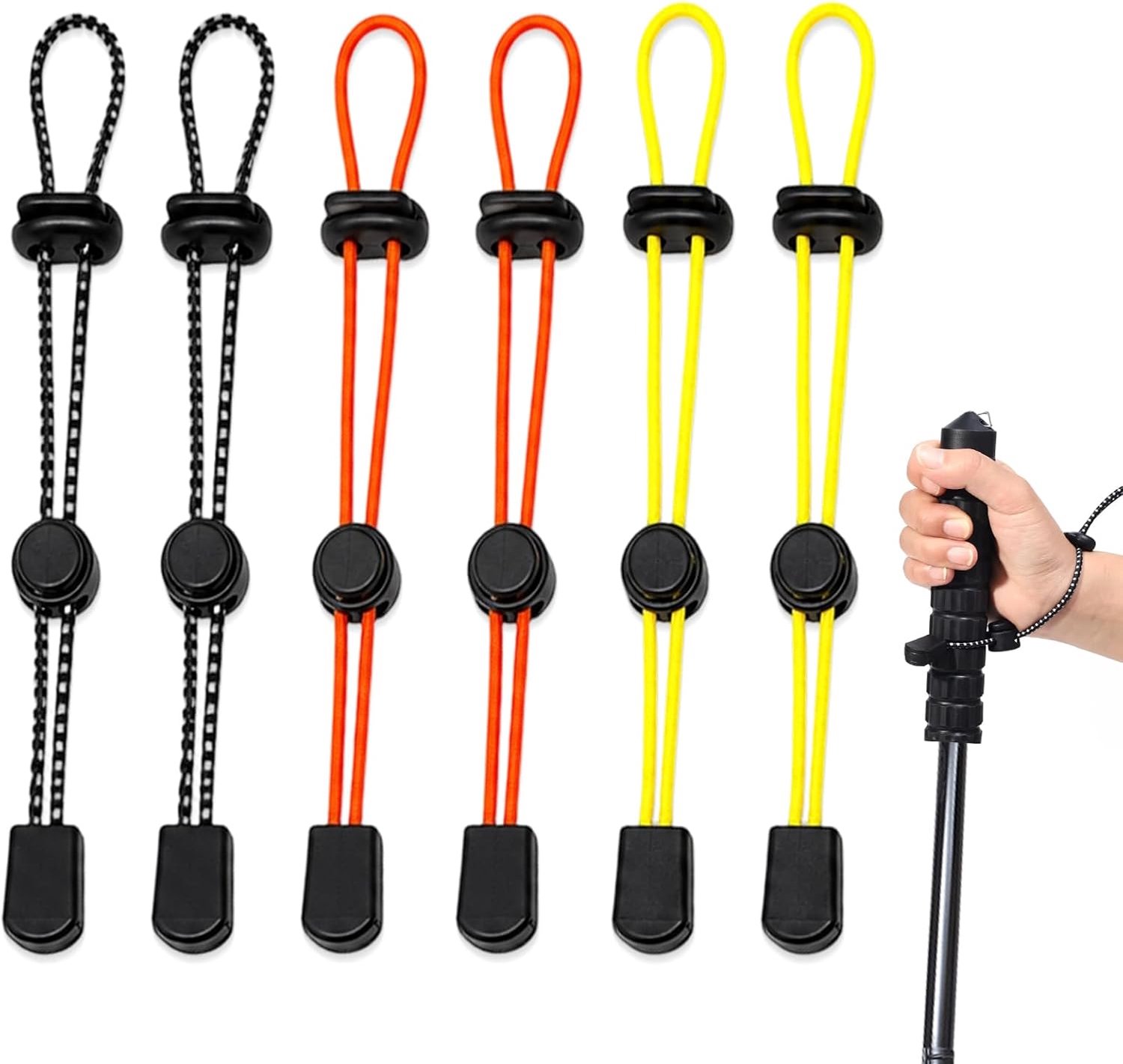 6-delige elastische band voor het bevestigen van wandelstokken, accessoires voor rugzak, elastisch en licht design, voor wandelen, trekking, kamperen en reizen, meerkleurig