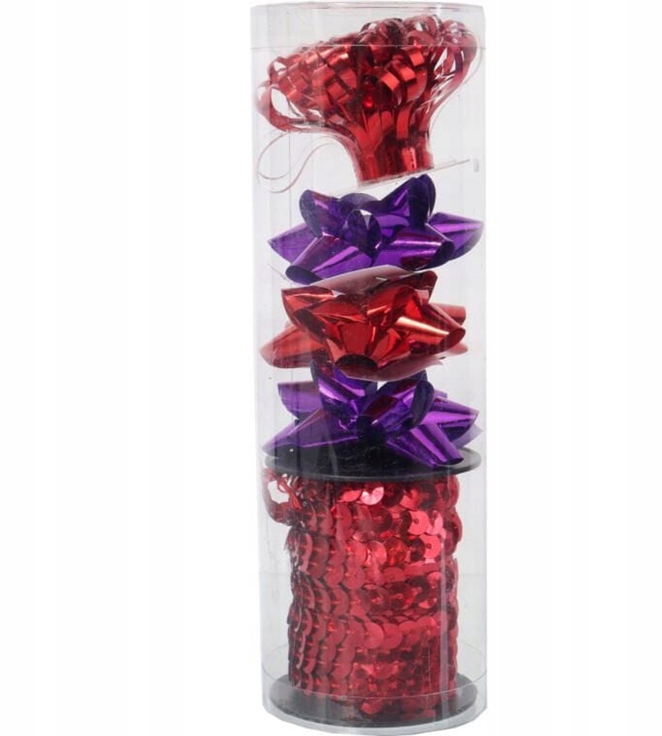 Cadeauverpakking Set: Rosettes & Paillettenlint Rood-Paars