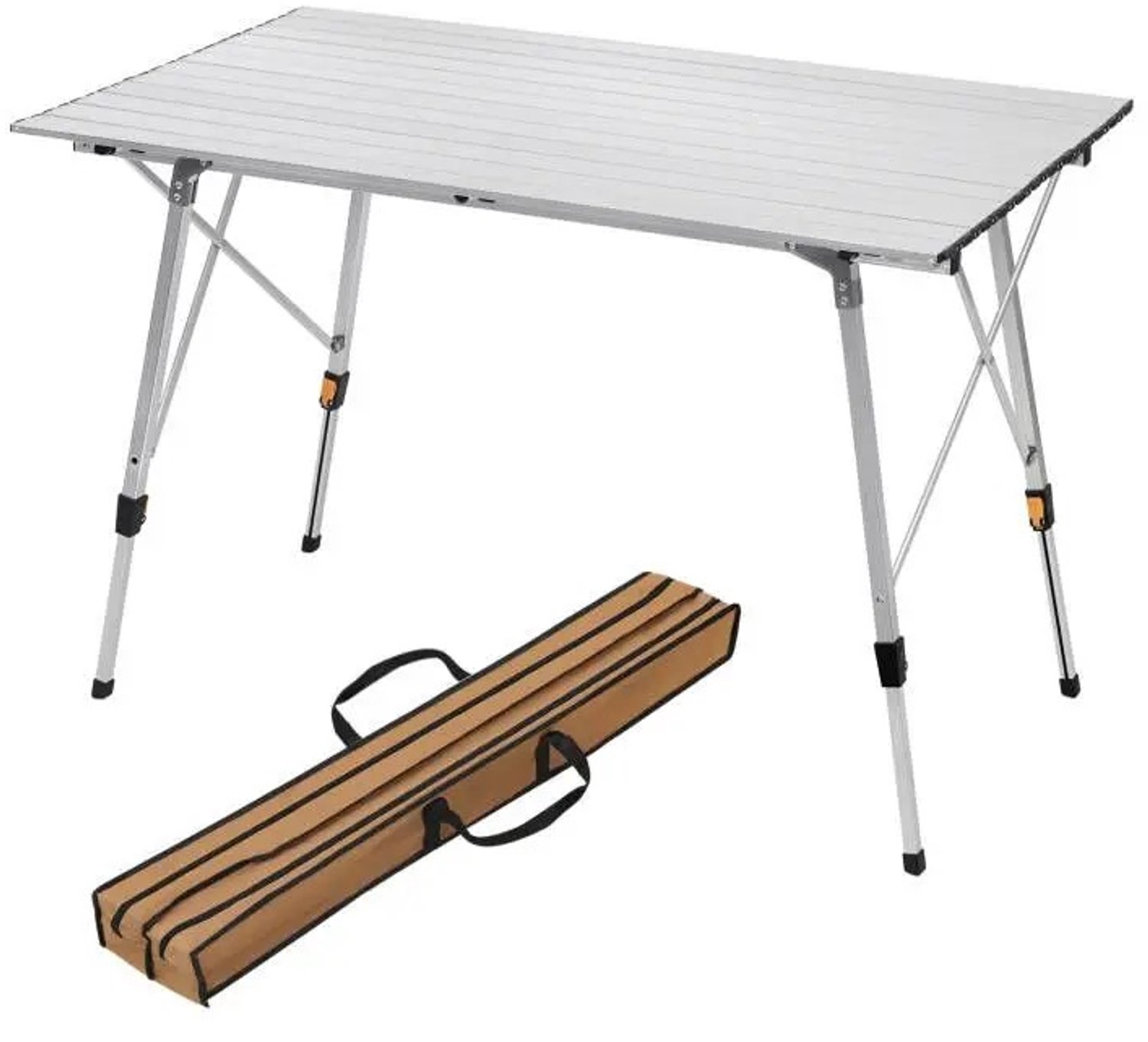 Prime Home Campingtafel - Picknicktafel - Buitentafel - Reistuintafel - Opvouwbaar - Inclusief draagtas - Aluminium - 59-78.5 x 120 x 68.5cm - Wit