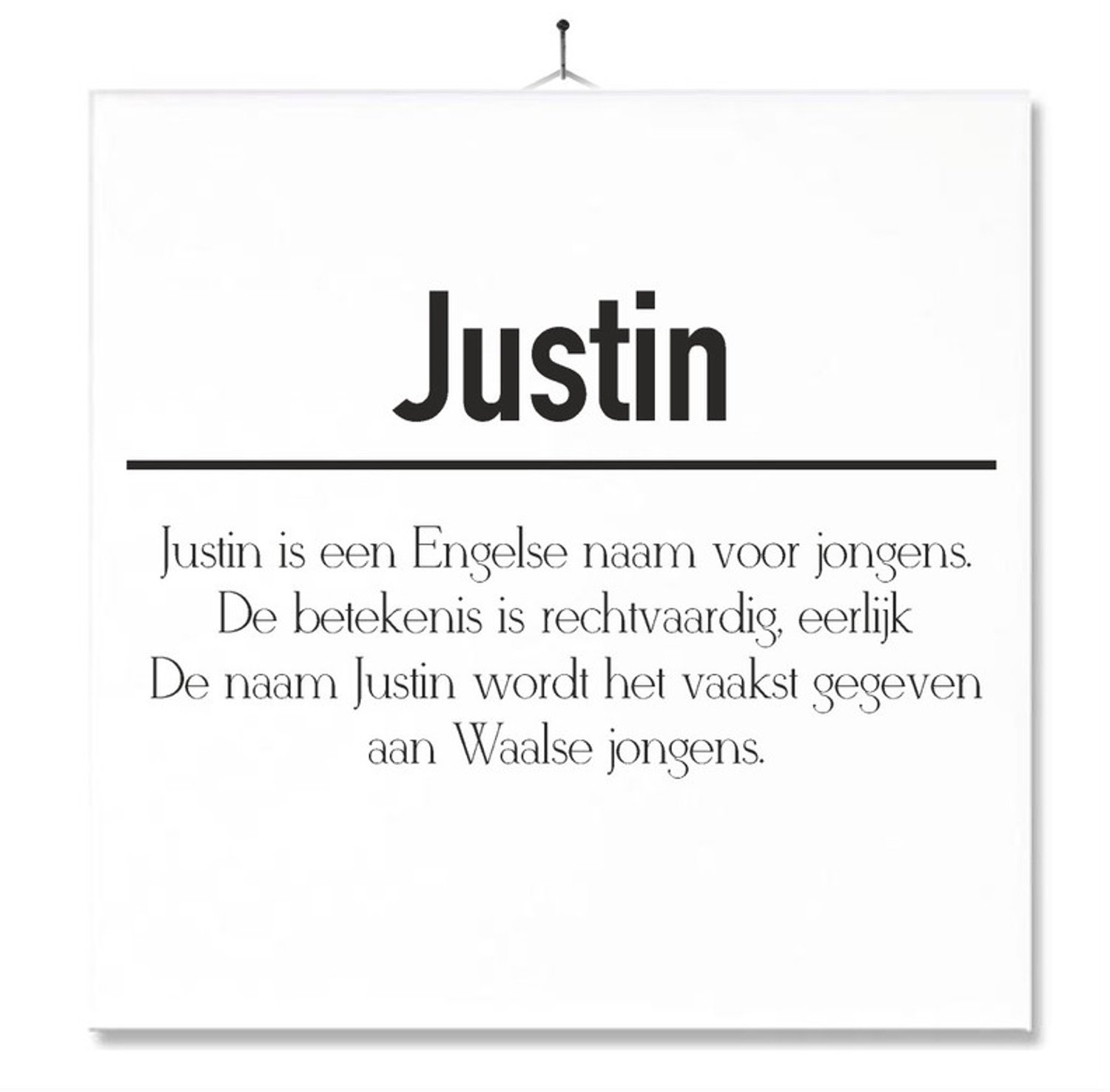 MC Living Tegel Met Opdruk | Betekenis | Kado | Cadeau | Met Naam - Justin Multi-Color