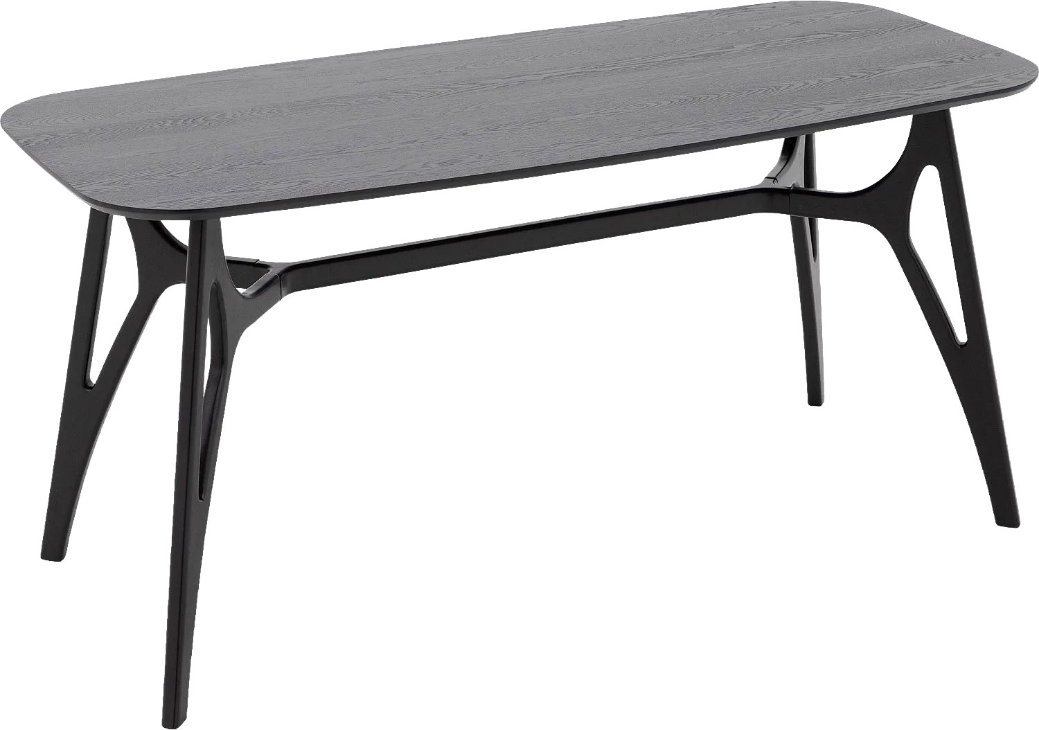 Goossens Eettafel Trani - 160 x 75 x 90 - Essenhout - zwart - rechthoekig - 6 personen essen fineer zwart gelakt