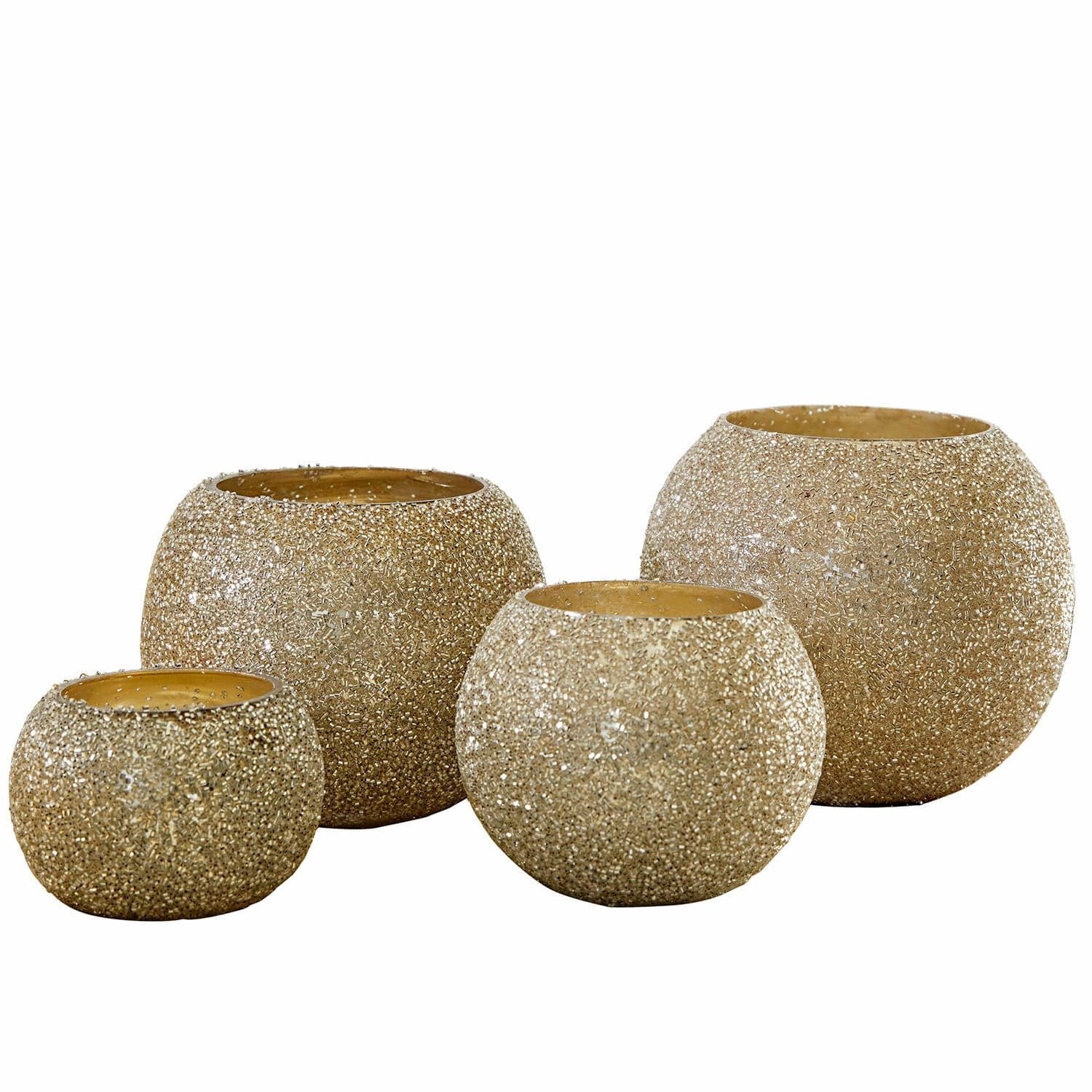 Loberon Windlicht set van 4 Tareena zilverkleurig/goudkleurig