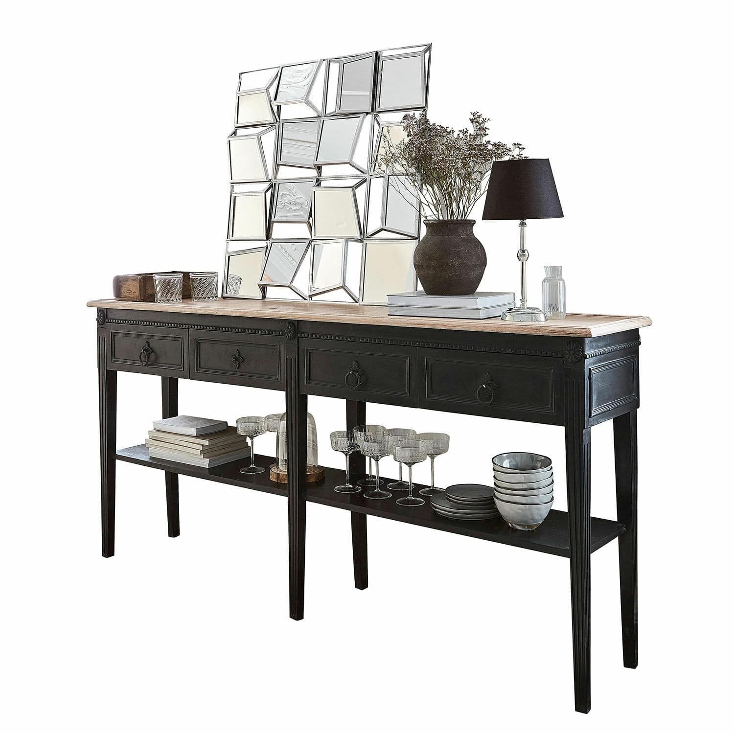 Loberon Sidetable Riviéres zwart/bruin