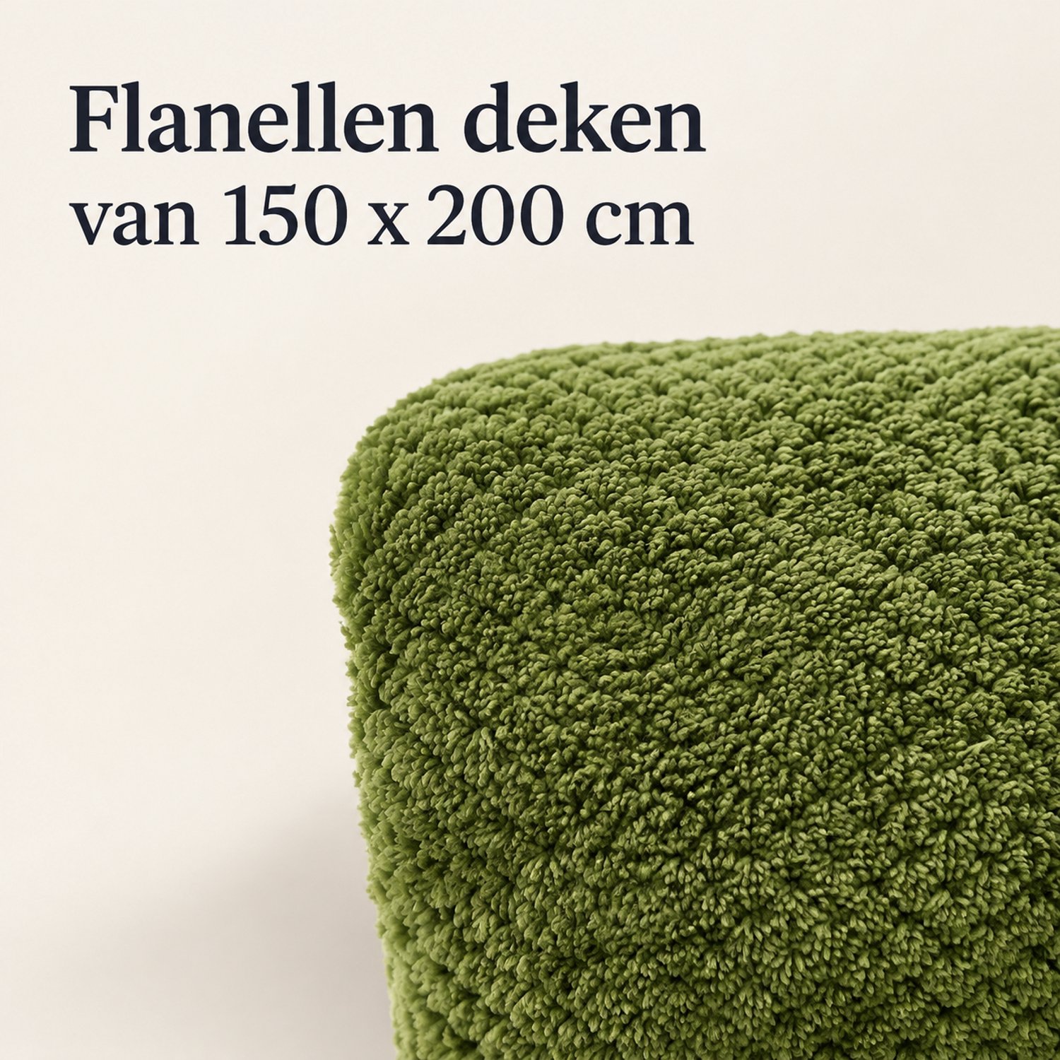 SWGOTA Legergroene flanellen deken 150 x 200 cm van polyester met wafelstructuur, verpakt met lint en kaart