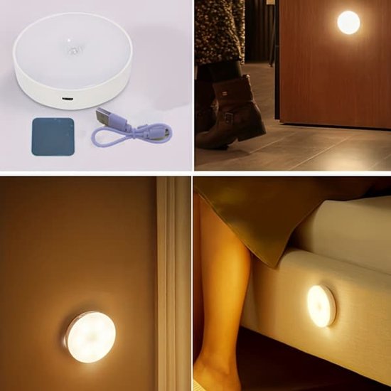 LED lamp - Set van 4 oplaadbare USB-LED-nachtlampjes en kastlampjes met bewegingssensor. — afbeelding 5