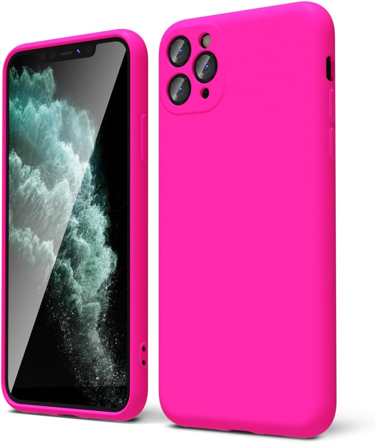 Hoes voor iPhone 11 Pro Max met cameraprotectie, mat roze.