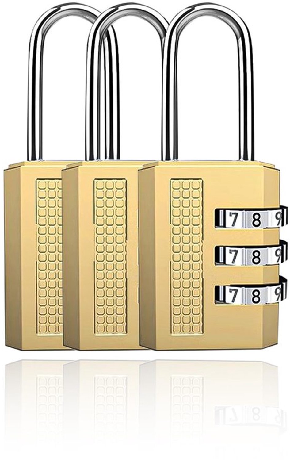 Pack van 3 Hangslotjes - Kleine Zinklegering Combinatiesloten met 3 Cijfers