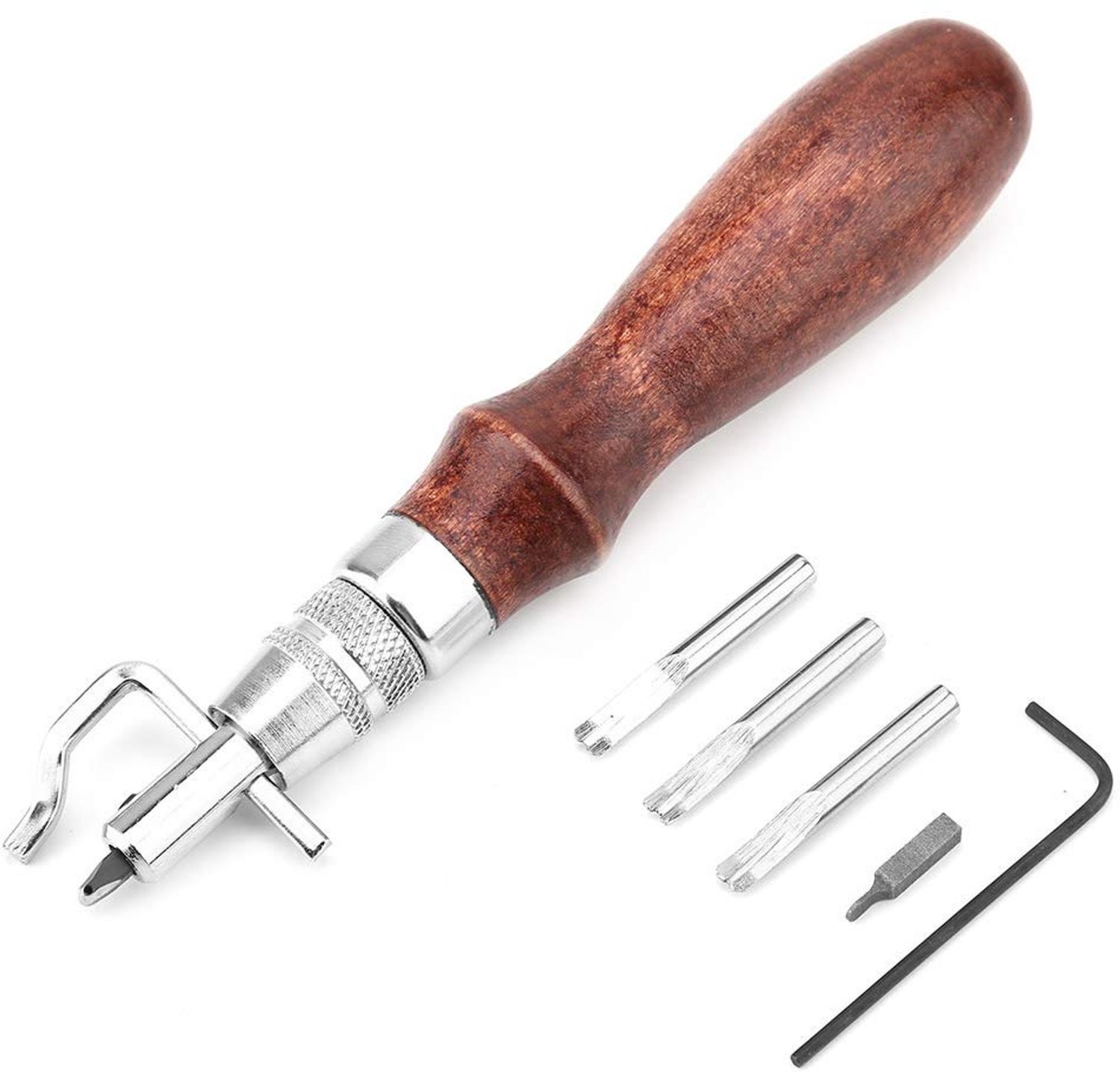 Leren Gereedschap - Multifunctionele Schaaf - Houten Handvat - Steekgrover - Handmatig gereedschap - Geschikt voor houtbewerking - 5-in-1