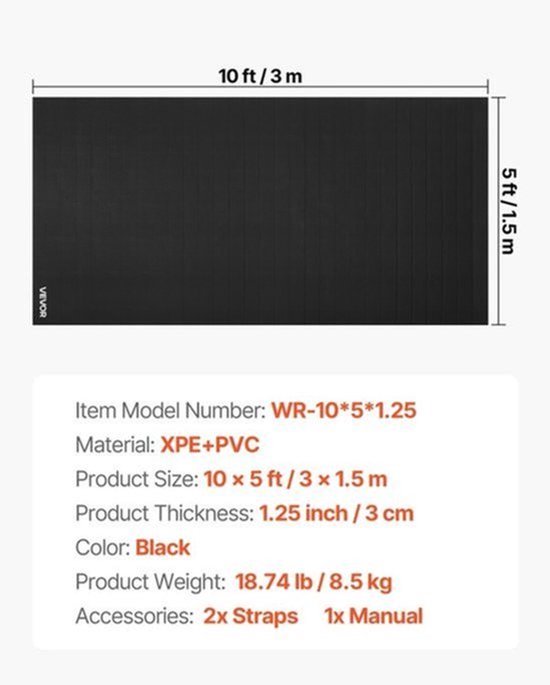 Sportmat 3 X 1,5 M - Zwarte Trainingsmat - XPE En PVC Materiaal - Vechtsport En Yoga Mat - Oprolbaar En Waterdicht — afbeelding 4