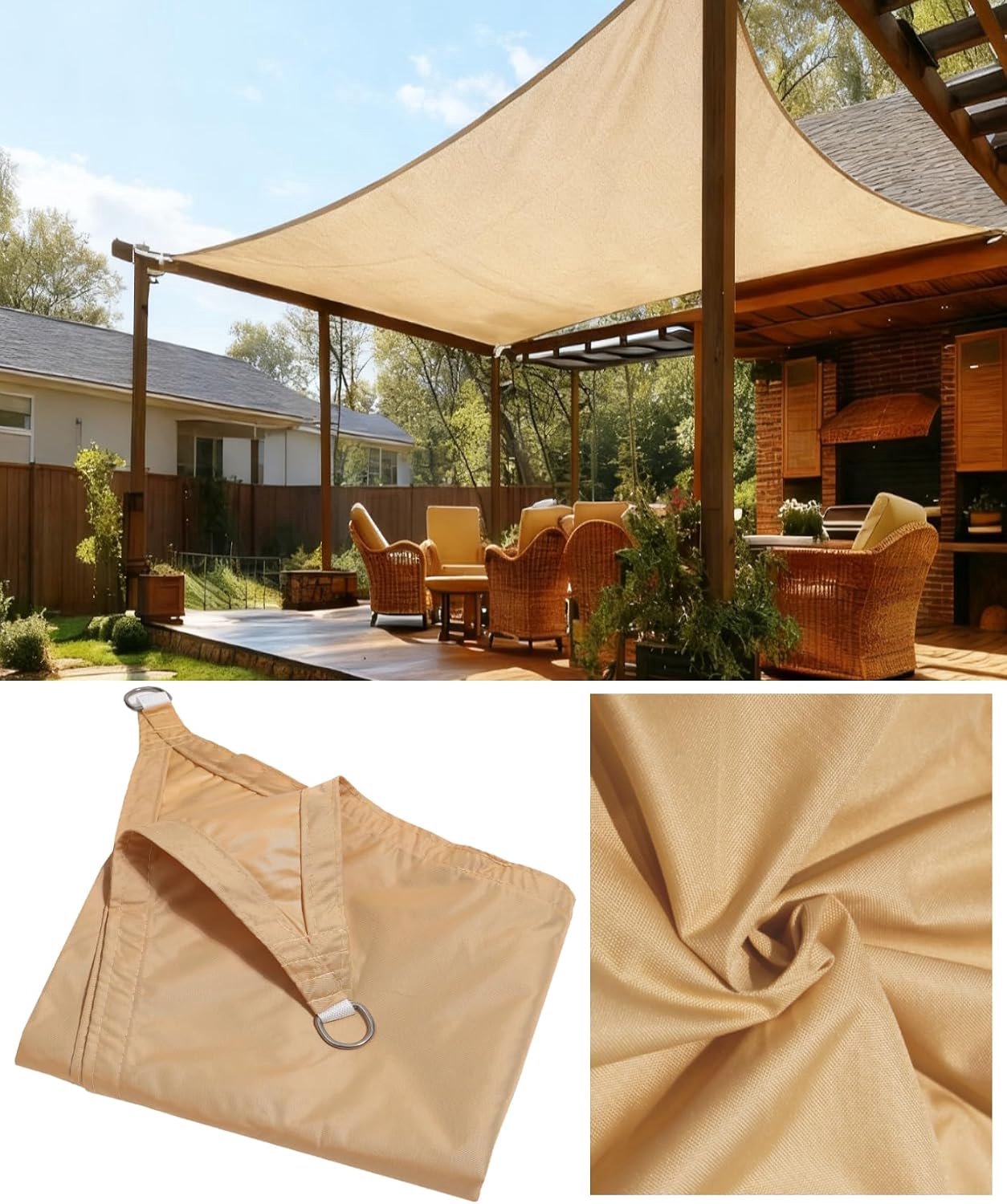 3 x 3 meter, rechthoekig, waterdicht, 98% UV-bescherming