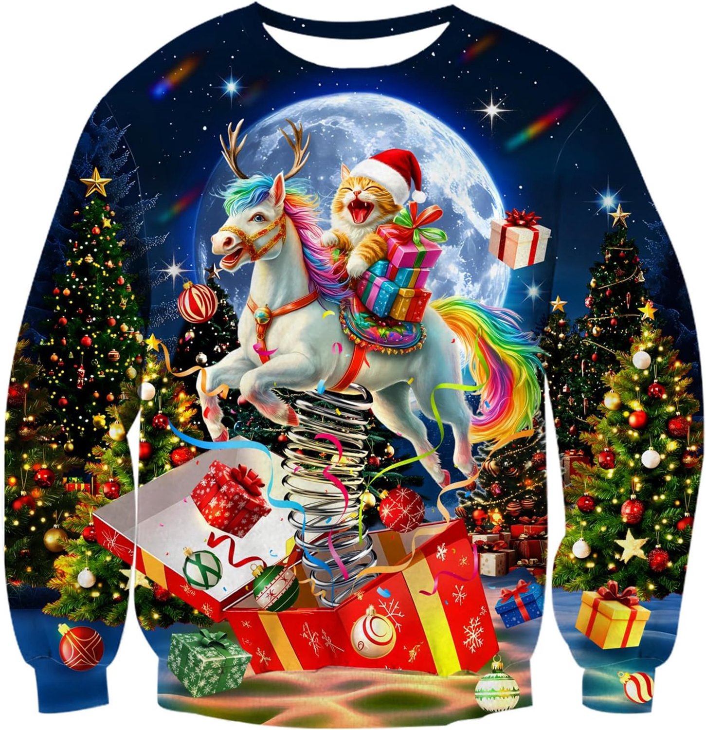 Kersttrui met lange mouwen 3D-print S-3XL