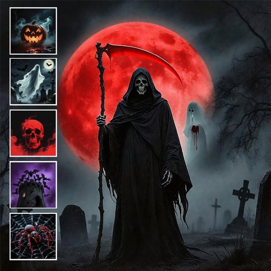 Een plug-and-play HD Halloween-projector met 6 ingebouwde Halloween-films en een USB-aansluiting voor Halloween-projectieverlichting, geschikt voor slaapkamers, speelkamers en auto-interieurs.