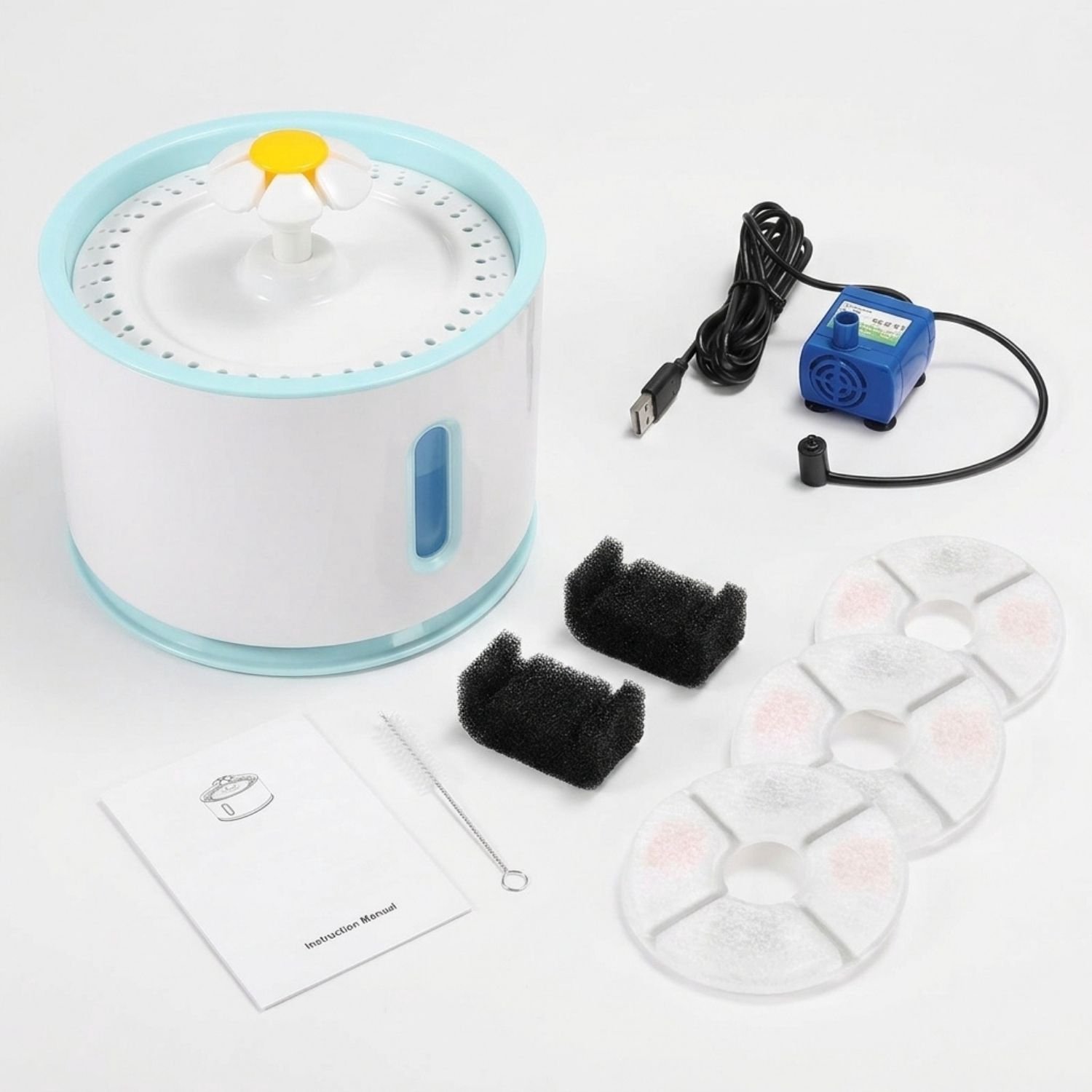 Drinkfontein Kat - Kattenfontein - Drinkbak Hond - Waterdispenser - Wit en Blauw