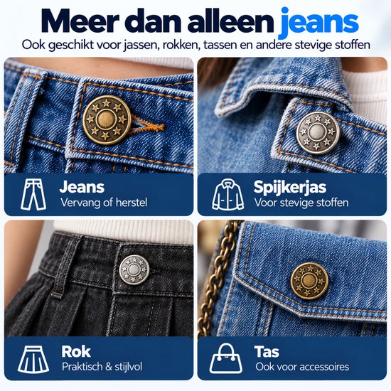 Jeansknopen 32 Stuks - 17 & 20 mm - Knopen voor Kleding - Broekknopen - Inslagknopen - Brons en Zilver — cadeau in Cadeau-ideeën - foto 4