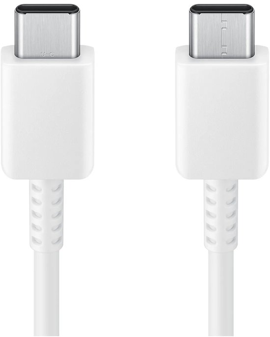 Detailopname van de witte USB-C aansluitingen met verstevigde kabelbescherming.