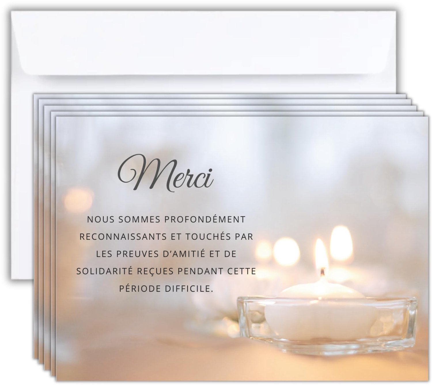 Set van 5 Rouwbedankkaarten met 50 Witte Enveloppen
