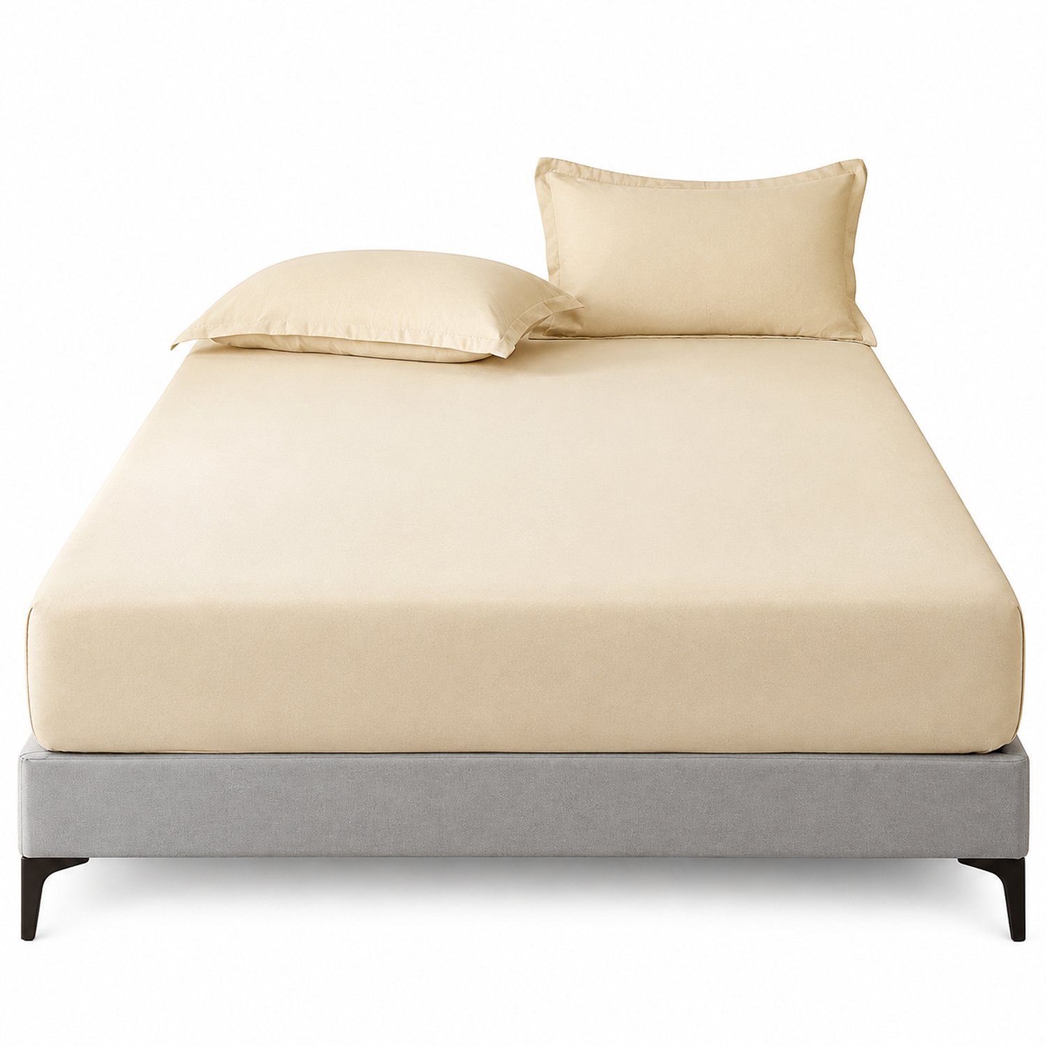 SWGOTA Beige hoeslaken 140 x 200 cm van polyester, effen uitvoering