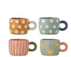 Bloomingville Nini kopjes met kleurrijke patronen – set van 4 – 110 ml