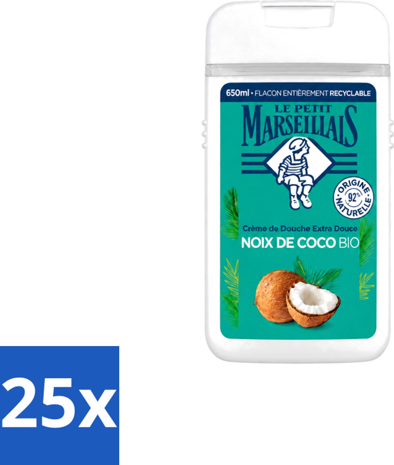 25 x Le Petit Marseillais – Douche & Bad – Coco – 650 ml - Douche En Bad - Kokosgeur - Huid Verzorgen - Schuim - Badschuim