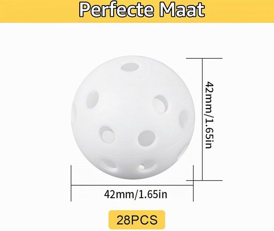 28 Stuks Golfballen voor Oefeningen, Lichte Kunststof Hollow Ballen voor Thuis en Buiten, Ideaal voor Swingtraining en Golfspelletjes — afbeelding 5