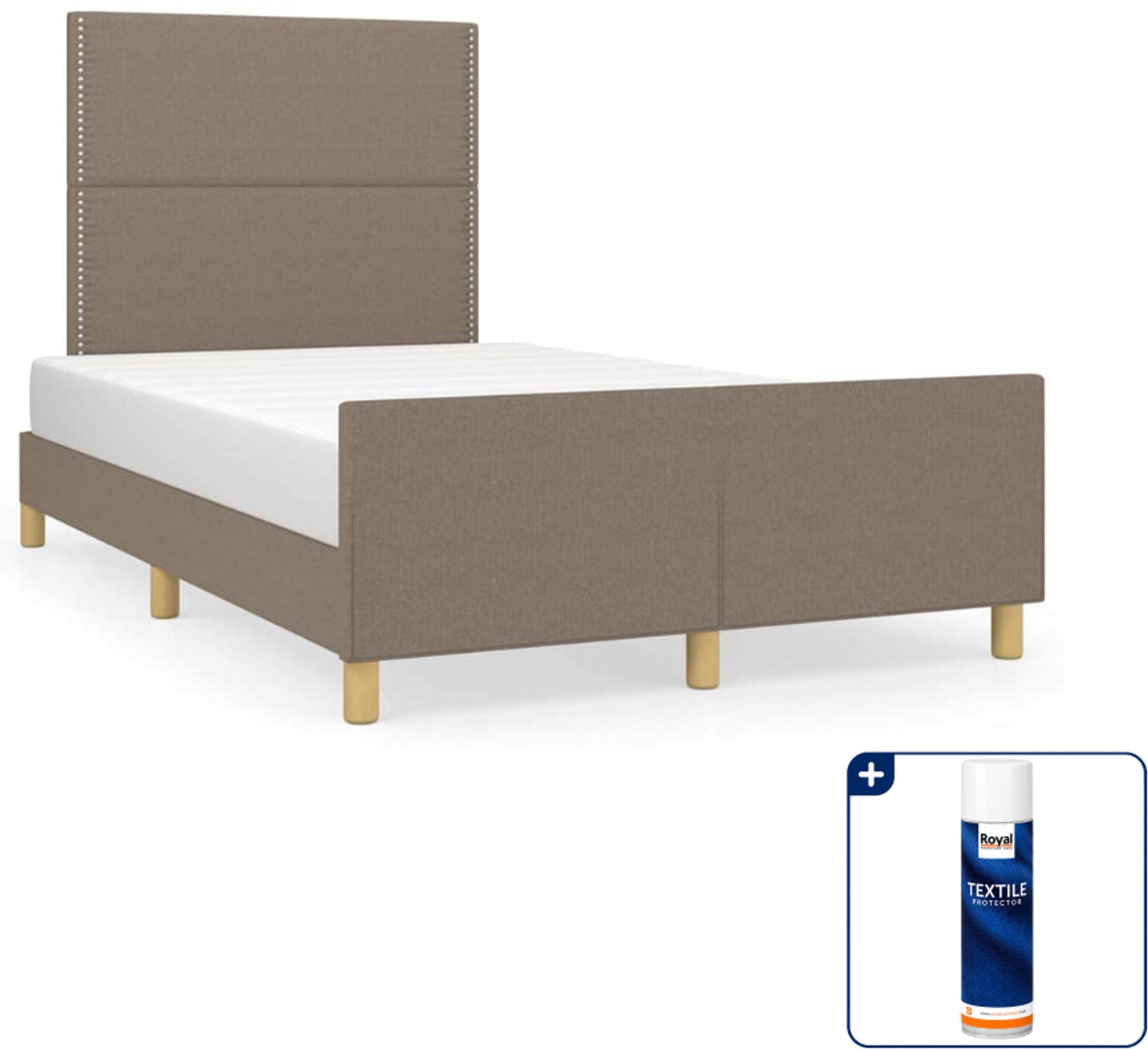 vidaXL bedframe - 120 x 200 cm - stof - taupe - Inclusief textielbeschermer 500 ml Roze