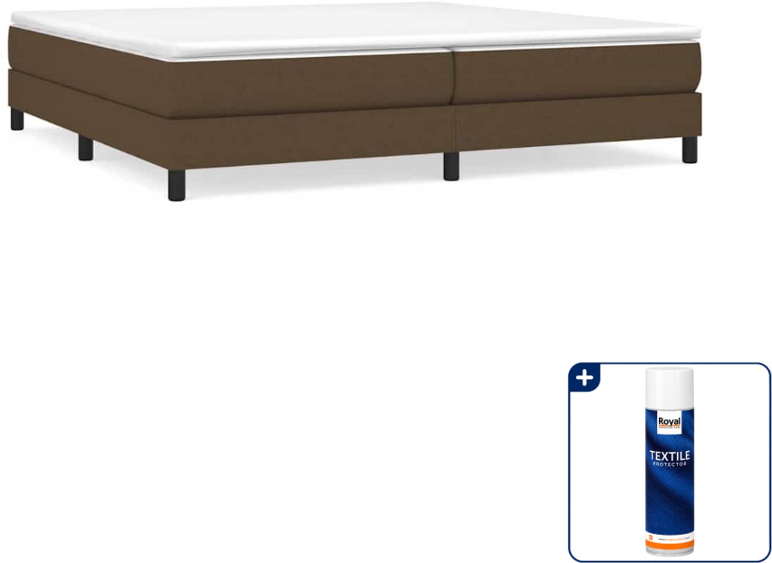 vidaXL boxspring bed - 200 x 200 cm - stof - donkerbruin - Inclusief textielbeschermer 500 ml