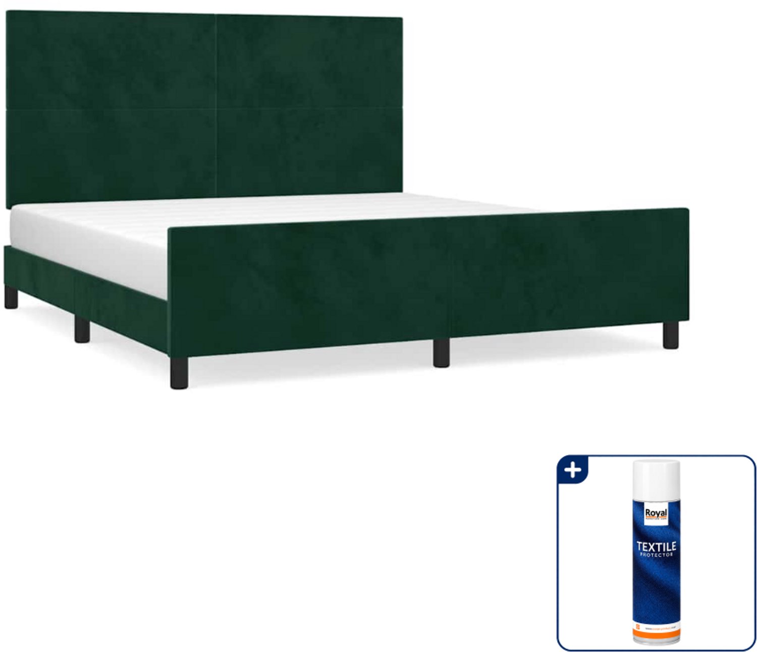 vidaXL Kingsize bedframe - 180 x 200 cm - fluweel - donkergroen - Inclusief textielbeschermer 500 ml