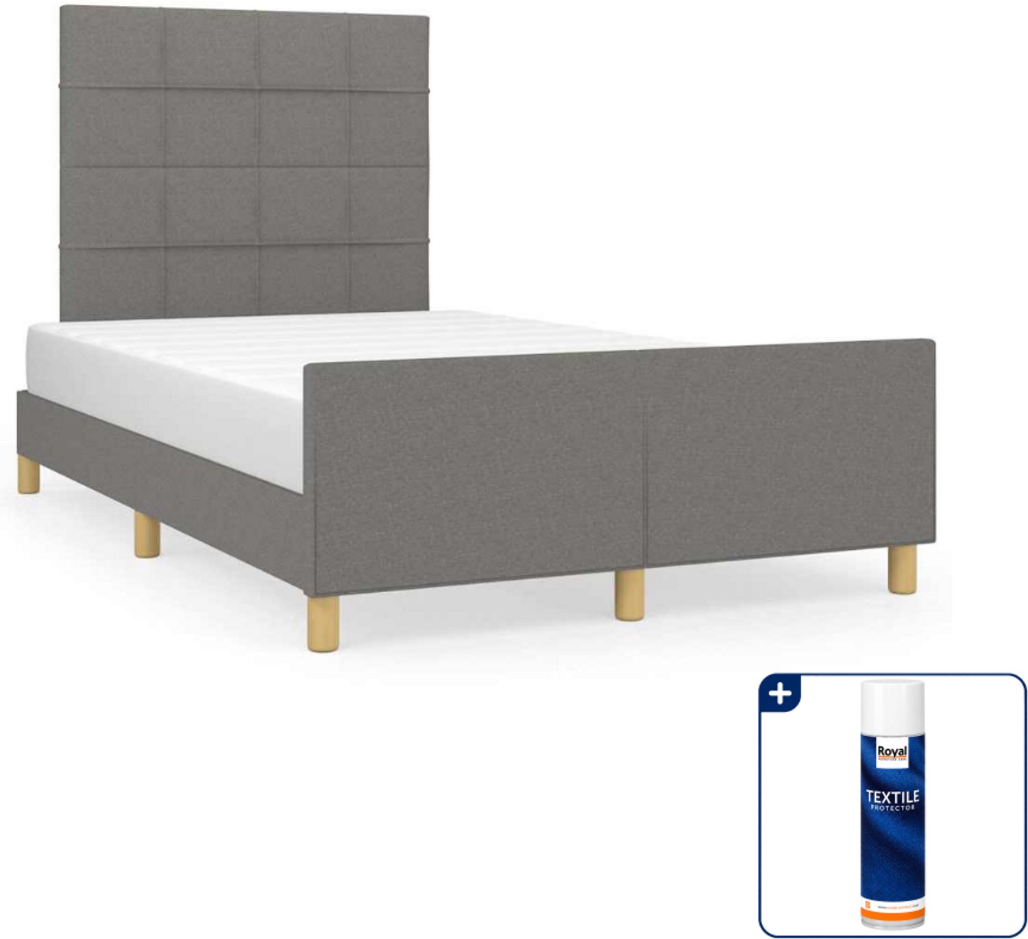 vidaXL bedframe - 120 x 200 cm - stof - donkergrijs - Inclusief textielbeschermer 500 ml Blauw