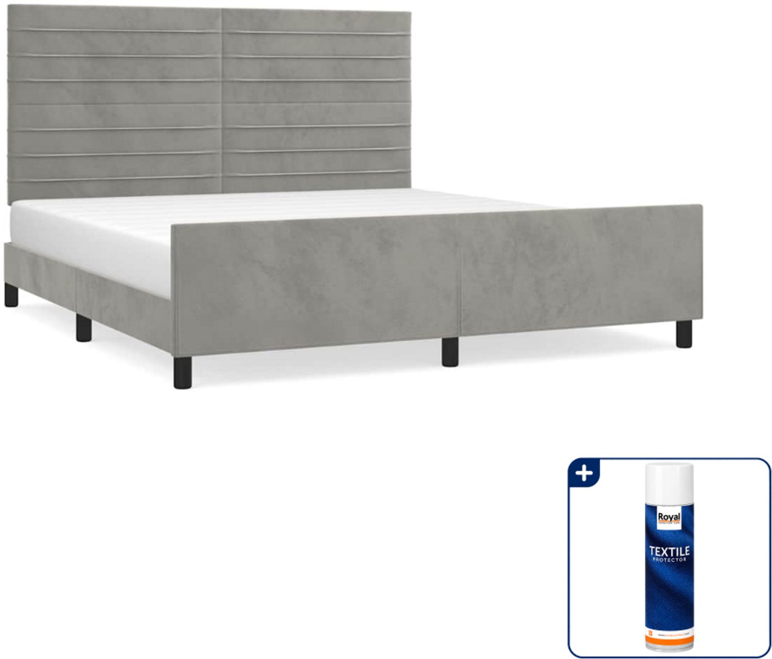 vidaXL Bedframe - Kingsize - 180 x 200 cm - lichtgrijs - Inclusief textielbeschermer 500 ml