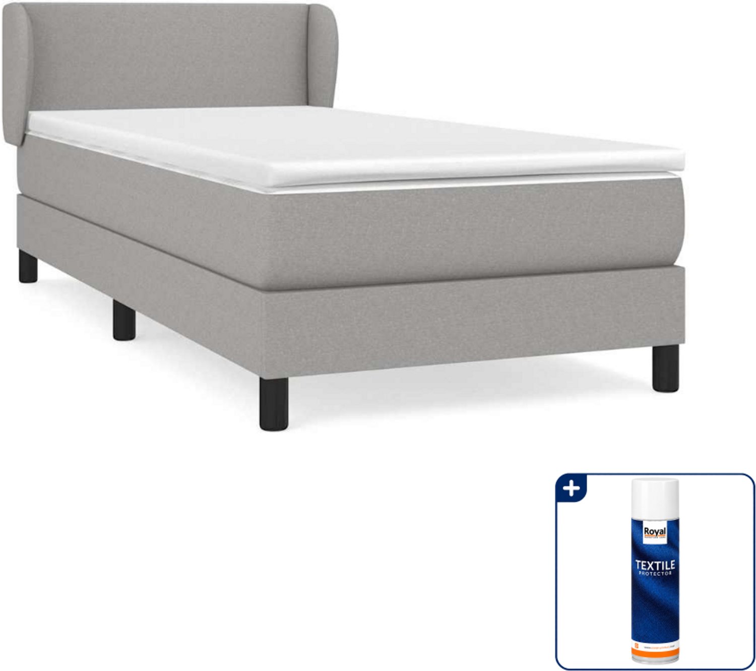 vidaXL boxspring met matras 90 x 200 cm - lichtgrijs - Inclusief textielbeschermer 500 ml