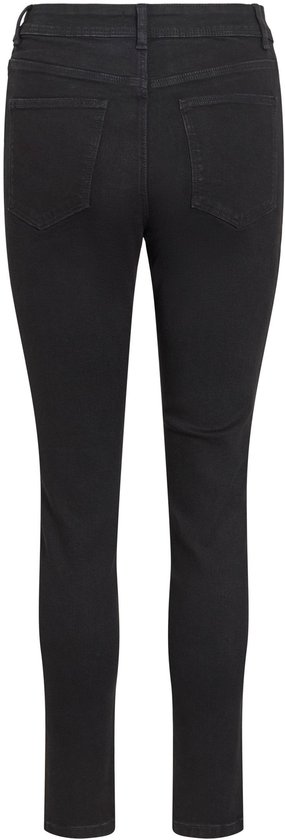 Achterzijde van zwarte skinny jeans met twee achterzakken en riemlussen.