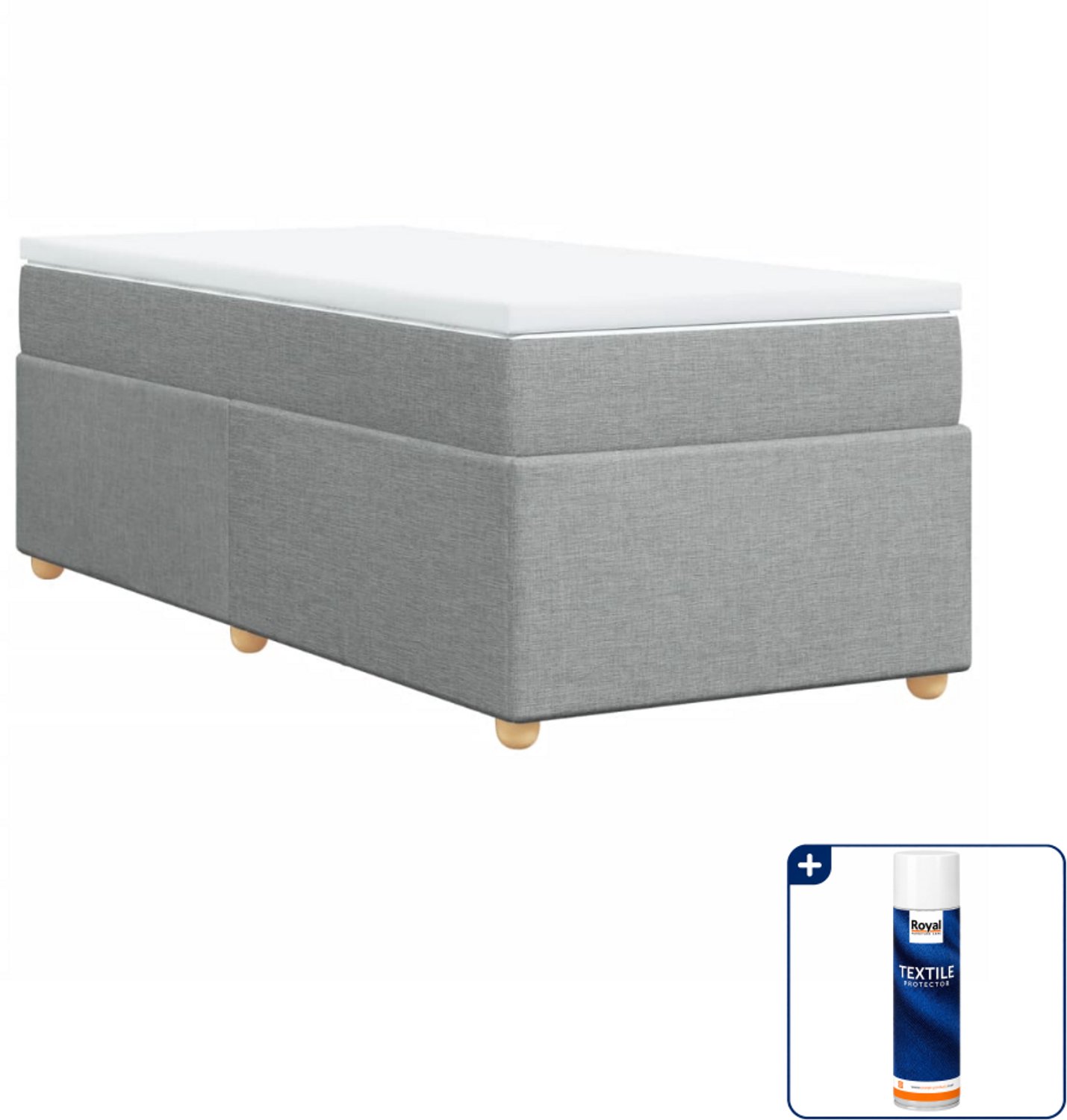 vidaXL boxspring met matras 100 x 200 cm - lichtgrijs - Inclusief textielbeschermer 500 ml