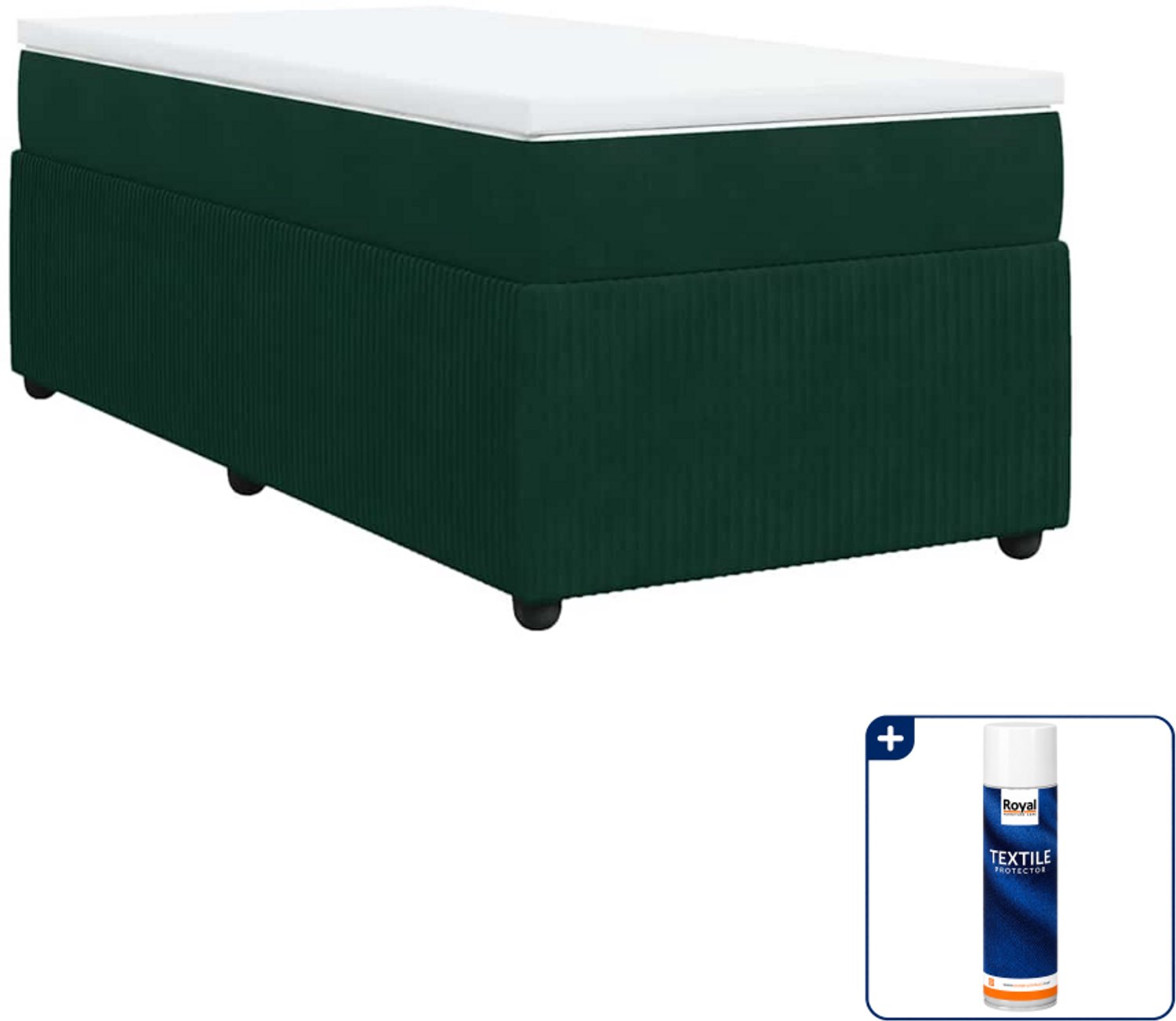 vidaXL boxspring met matras - 90 x 190 cm - fluweel - donkergroen - Inclusief textielbeschermer 500 ml