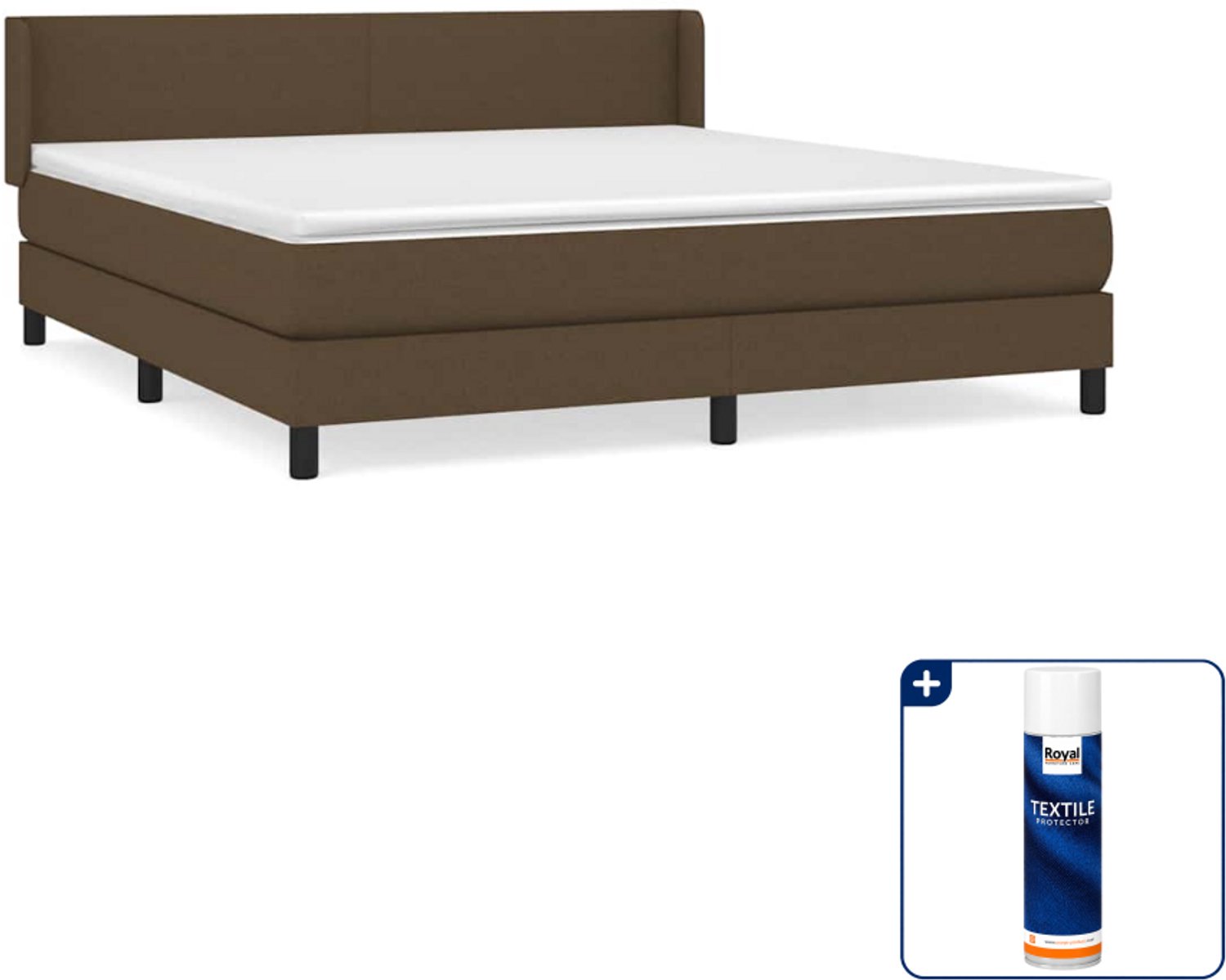 vidaXL Boxspring Kingsize - 180 x 200 cm - donkerbruin - Inclusief textielbeschermer 500 ml