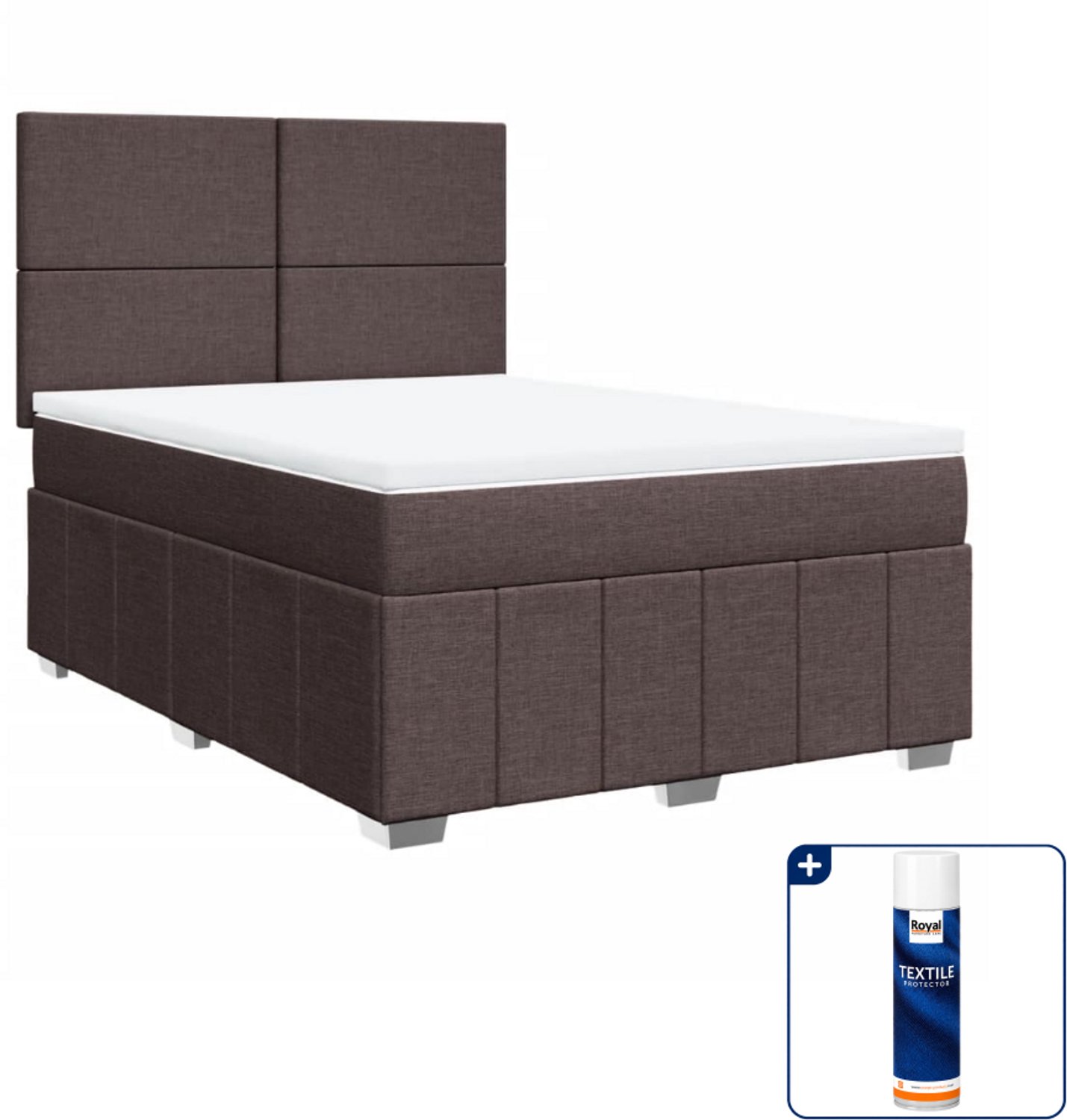 vidaXL Queensize boxspring met matras - 160 x 200 cm - donkerbruin - Inclusief textielbeschermer 500 ml