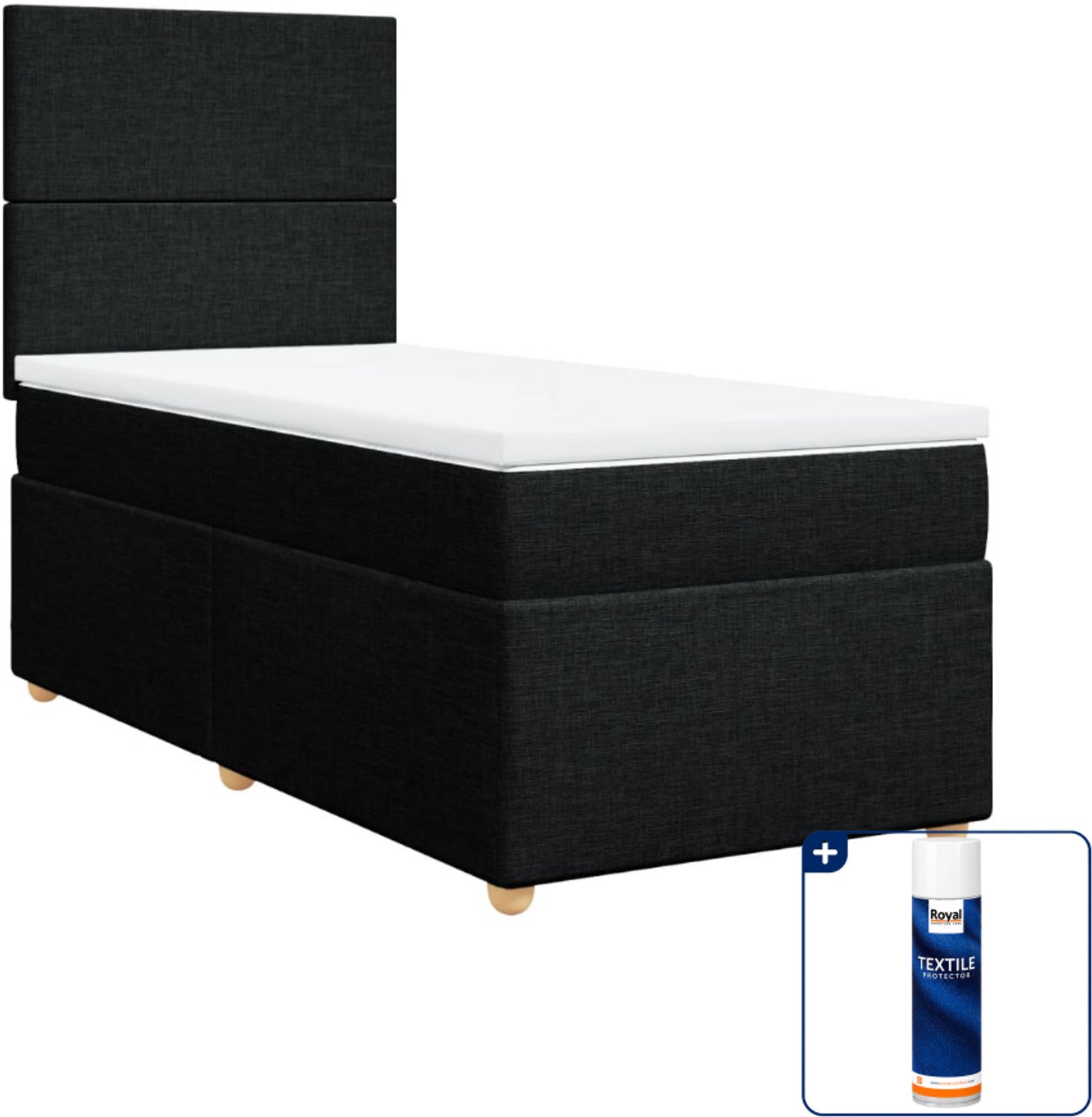 vidaXL boxspring met matras - 100 x 200 cm - zwart - Inclusief textielbeschermer 500 ml