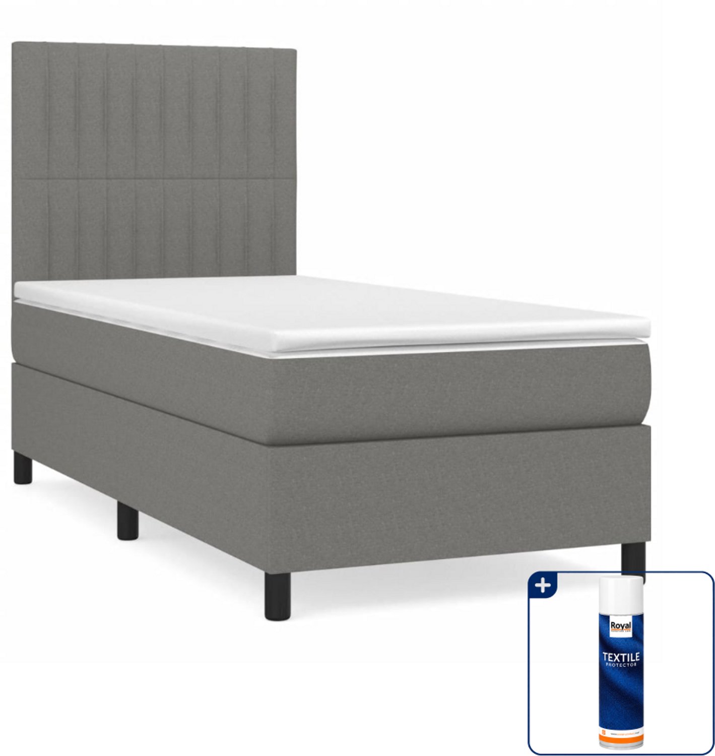 vidaXL boxspring met matras 80 x 200 cm - donkergrijs - Inclusief textielbeschermer 500 ml