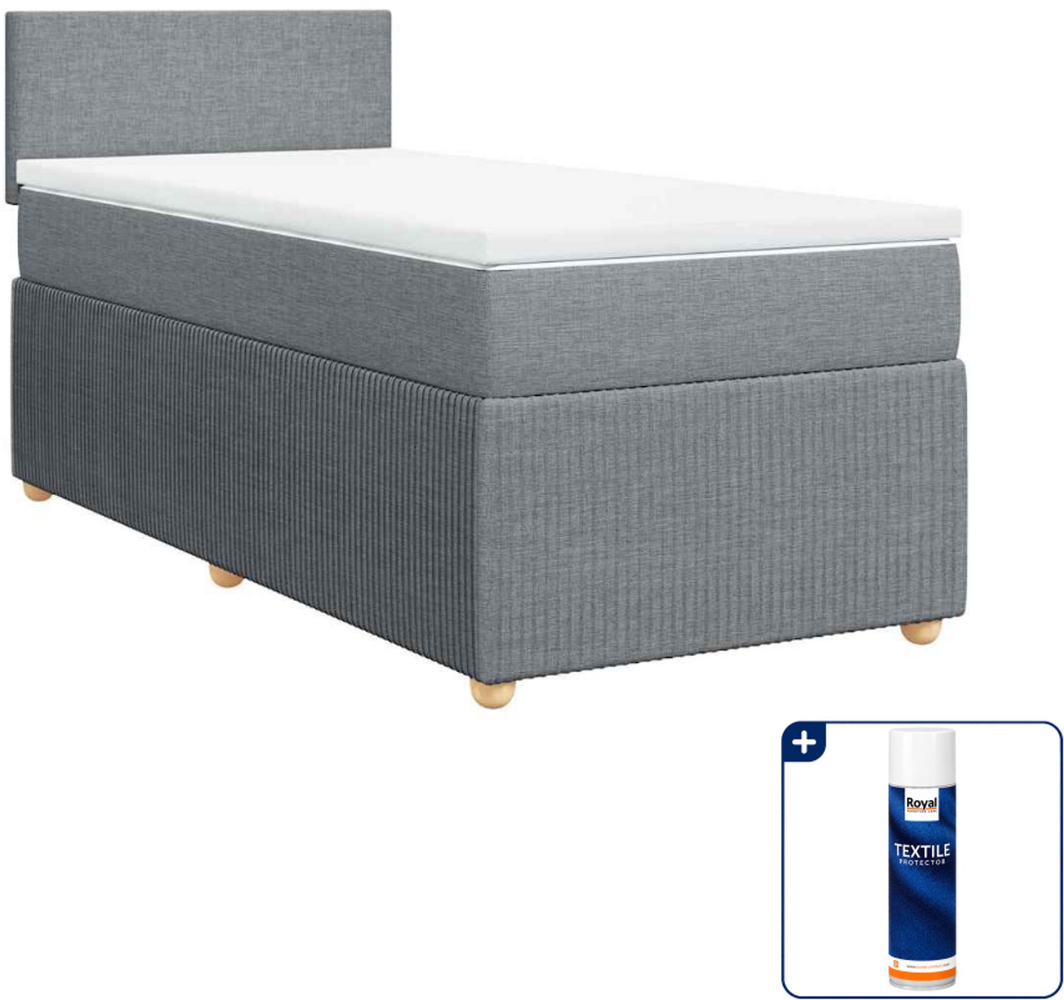 vidaXL boxspring met matras - 90 x 200 cm - lichtgrijs - Inclusief textielbeschermer 500 ml