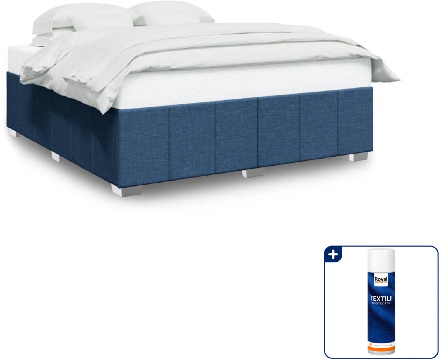 vidaXL bedframe - 200 x 200 cm - stof - blauw - Inclusief textielbeschermer 500 ml