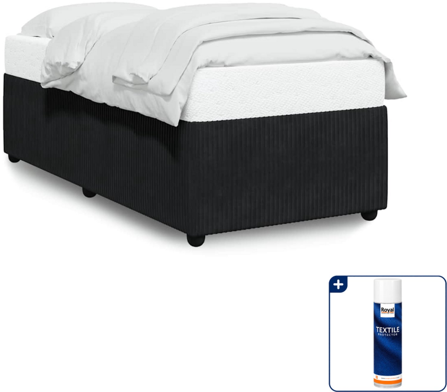 vidaXL bedframe - 80 x 200 cm - fluweel - zwart - Inclusief textielbeschermer 500 ml