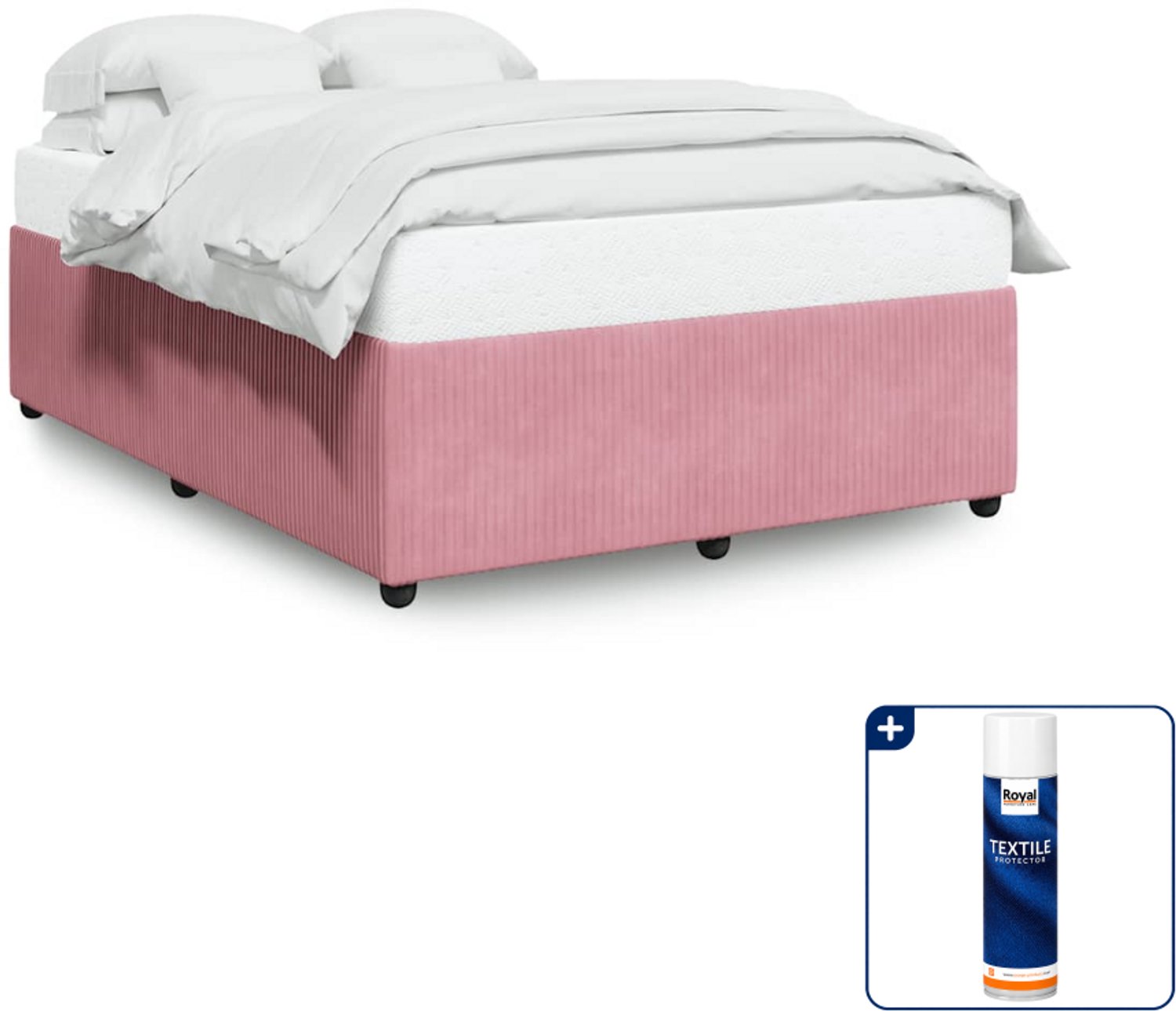 vidaXL bedframe - 140 x 190 cm - fluweel - roze - Inclusief textielbeschermer 500 ml