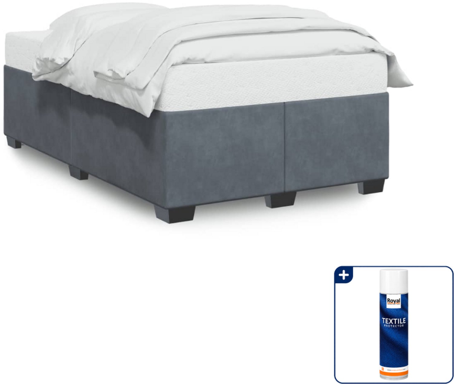 vidaXL Bedframe 120 x 200 cm - fluweel - donkergrijs - Inclusief textielbeschermer 500 ml Taupe