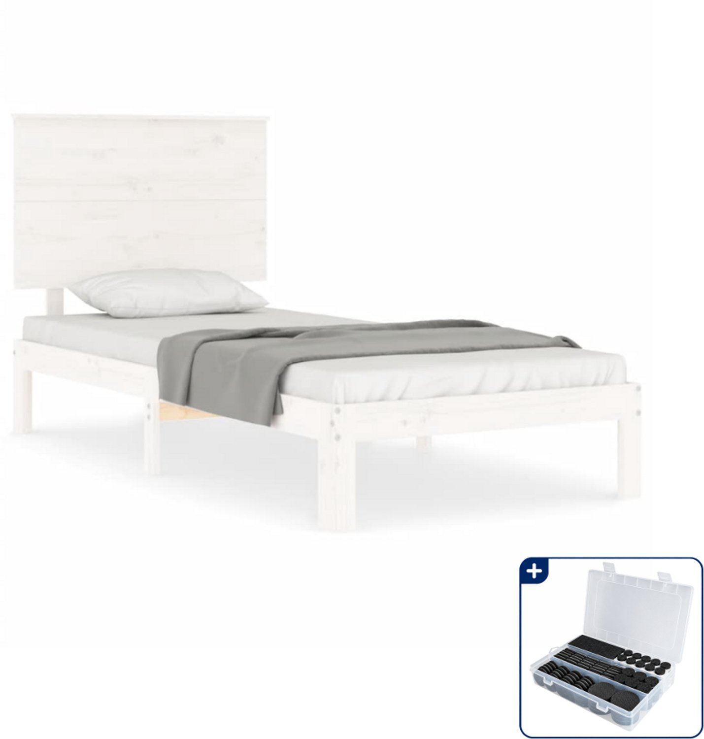 vidaXL bedframe - 100 x 200 cm - massief grenenhout - wit - Inclusief antikrasvilt 177-delig