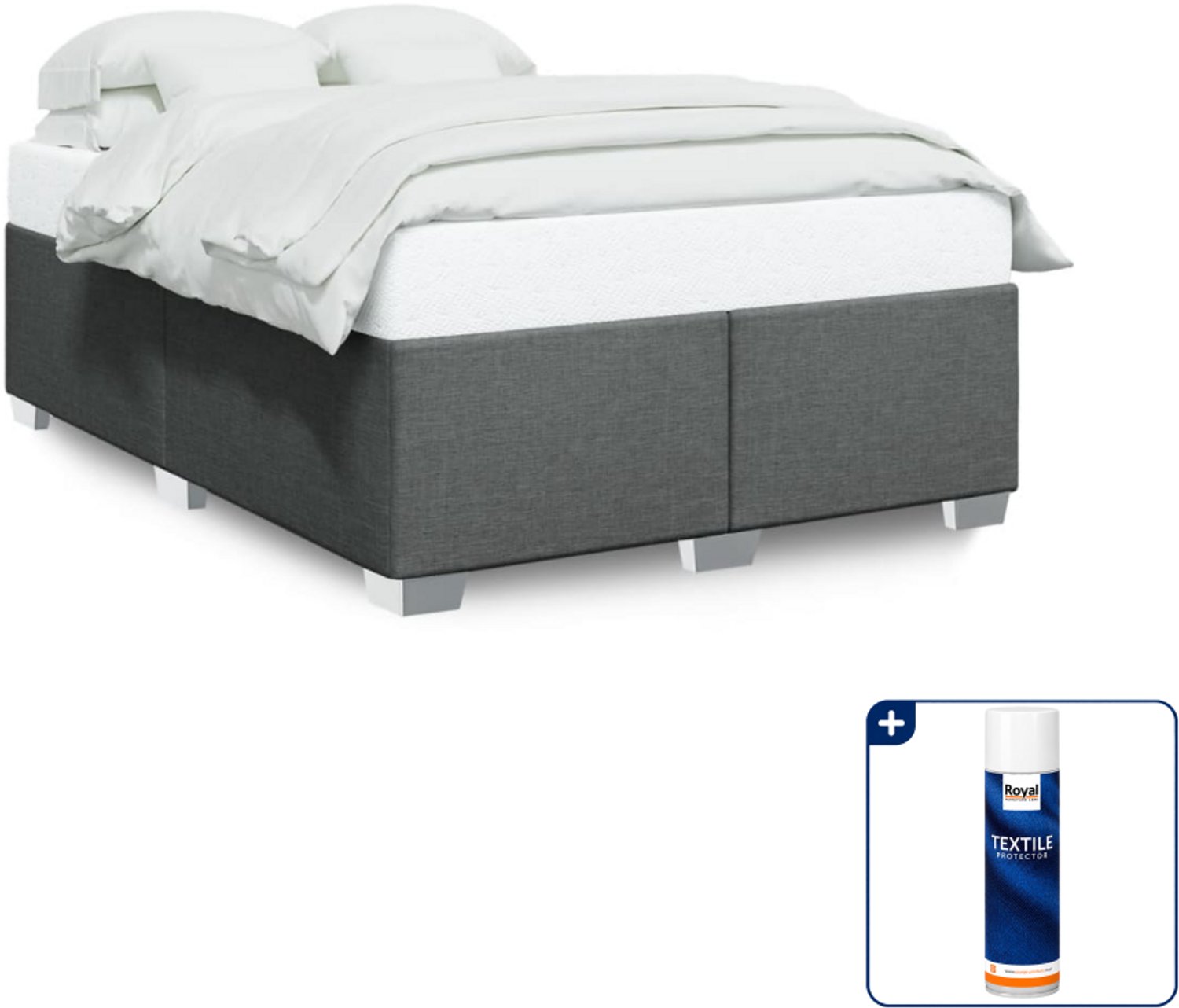 vidaXL Bedframe Queensize - 160 x 200 cm - stof - donkergrijs - Inclusief textielbeschermer 500 ml Taupe