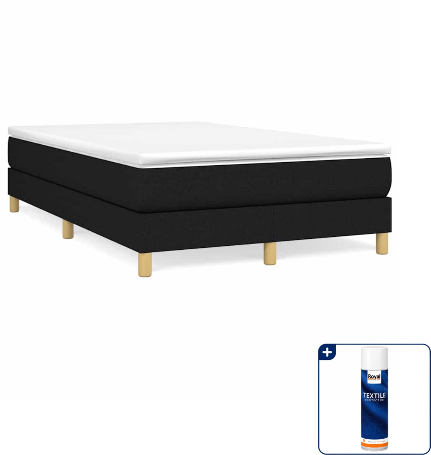 vidaXL boxspring met matras 120 x 200 cm - zwart - Inclusief textielbeschermer 500 ml