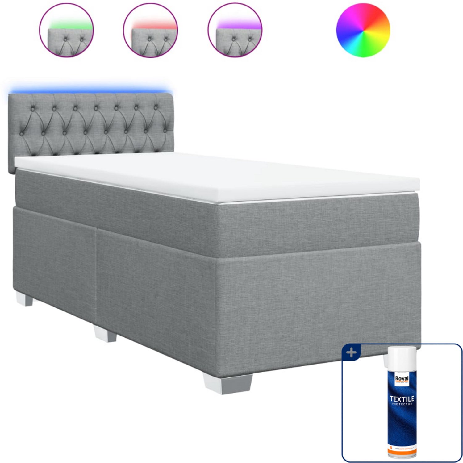 vidaXL boxspring 90 x 190 cm - stof - lichtgrijs - Inclusief textielbeschermer 500 ml